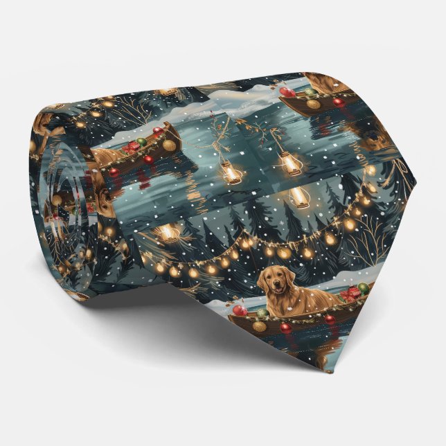 Golden Retriever Christmas Festive Voyage  Tie (Rolled)