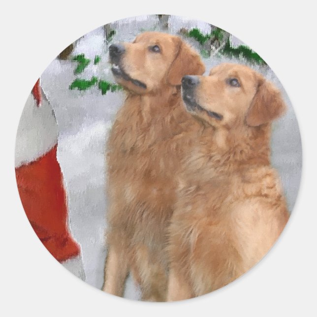 Golden Retriever Christmas Gifts Classic Round Sticker (Front)