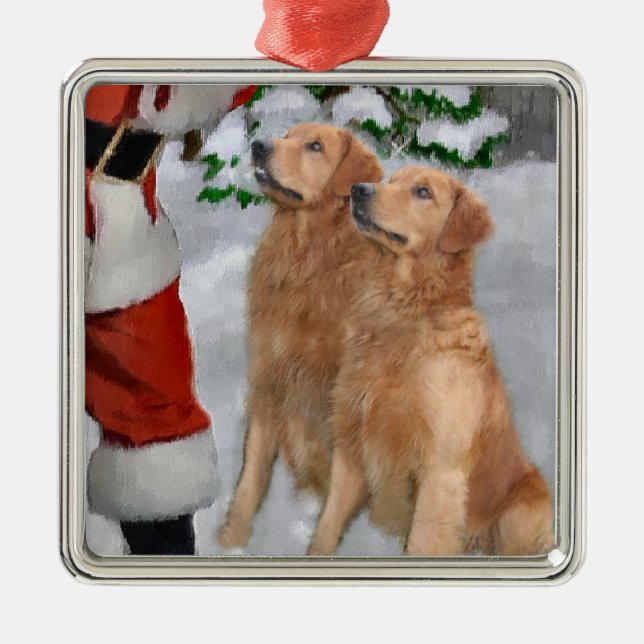 Golden Retriever Christmas Gifts Ornament (Front)