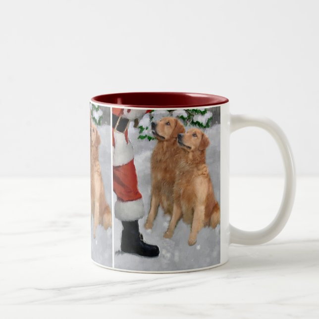 Golden Retriever Christmas Gifts Two-Tone Coffee Mug (Right)