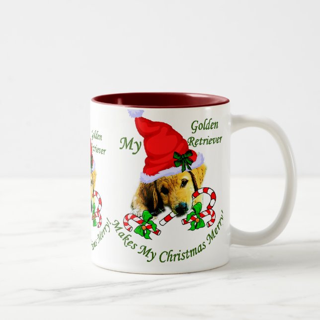 Golden Retriever Christmas Gifts Two-Tone Coffee Mug (Right)