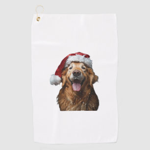 Golden Retriever Christmas Golf Towel