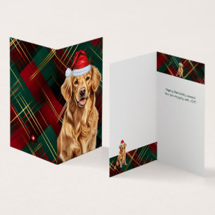 Golden Retriever Christmas Green Red Holiday Plaid