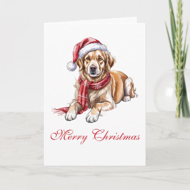  Golden Retriever Christmas Greeting Card (Front)