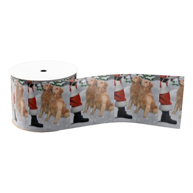 Golden Retriever Christmas Grosgrain Ribbon (Spool)