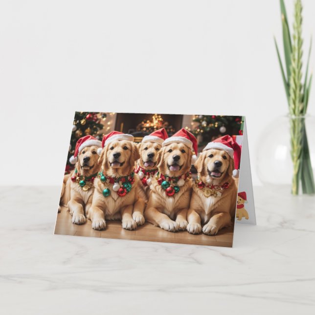 Golden Retriever Christmas Holiday Card (Front)