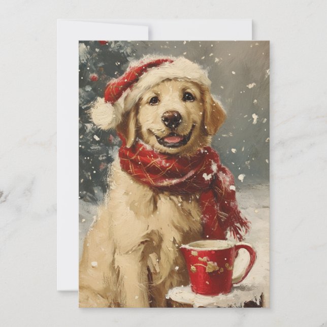 Golden Retriever Christmas  Holiday Card (Front)
