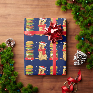 Golden Retriever Christmas Holiday Card Wrapping Paper