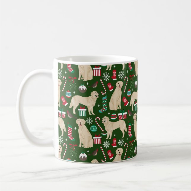 Golden Retriever Christmas Holiday Coffee Mug (Left)