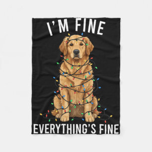 Golden Retriever Christmas I'm Fine Everything Is Fleece Blanket