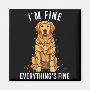 Golden Retriever Christmas I'm Fine Everything Is Magnet