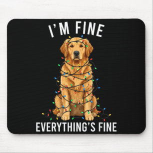 Golden Retriever Christmas I'm Fine Everything Is  Mouse Mat