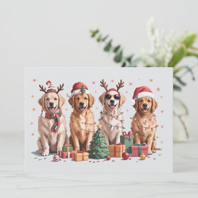 Golden Retriever Christmas Lover Dog Mum Xmas Holiday Card (Standing Front)