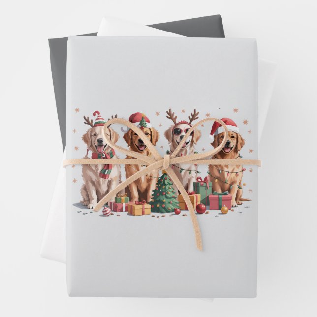 Golden Retriever Christmas Lover Dog Mum Xmas Wrapping Paper Sheet (In situ)