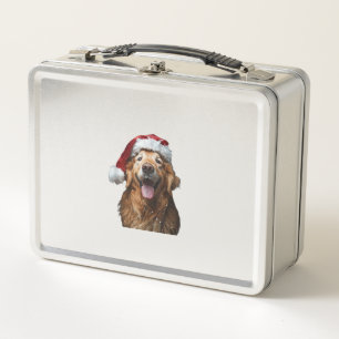 Golden Retriever Christmas Metal Lunch Box