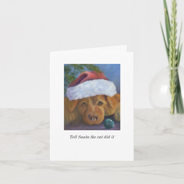 Golden Retriever Christmas mischief Holiday Card (Front)