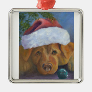 Golden Retriever Christmas mischief Metal Tree Decoration