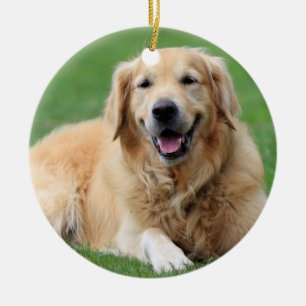 Golden Retriever Christmas Ornament Custom Circle