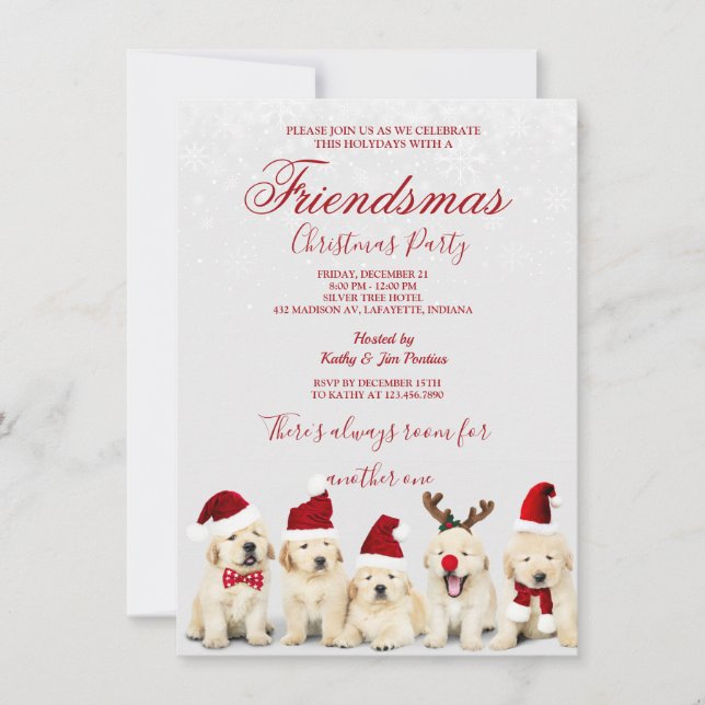 Golden Retriever Christmas Party Invitation (Front)