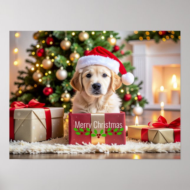 Golden Retriever Christmas Poster (Front)