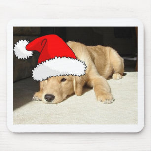Golden Retriever Christmas Puppy Mouse Mat