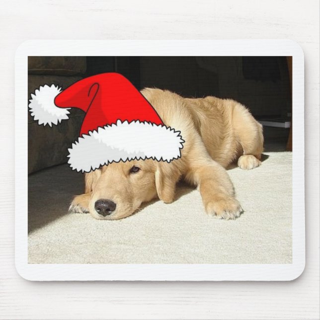 Golden Retriever Christmas Puppy Mouse Mat (Front)