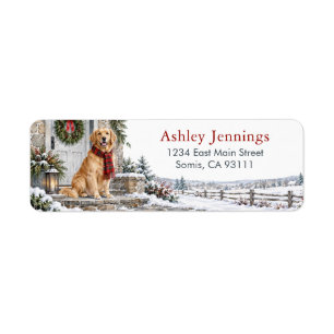 Golden Retriever Christmas Return Address Labels