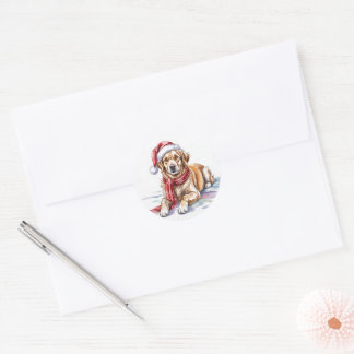Golden Retriever Christmas round Sticker