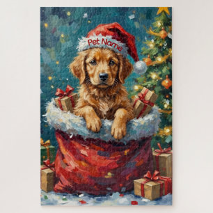 Golden Retriever Christmas Santa Bag Adventure Jigsaw Puzzle