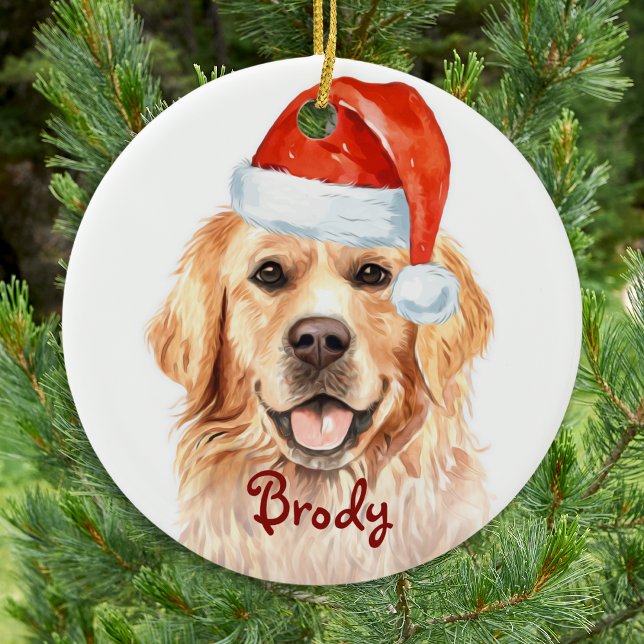 Golden Retriever Christmas Santa Cute Dog Ceramic Tree Decoration (Creator Uploaded)