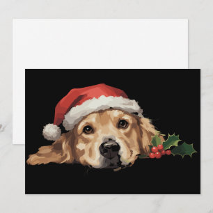Golden Retriever Christmas Santa Hat Dog Xmas Holiday Card