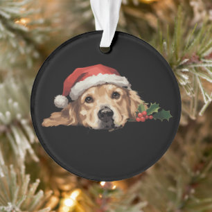 Golden Retriever Christmas Santa Hat Dog Xmas Ornament