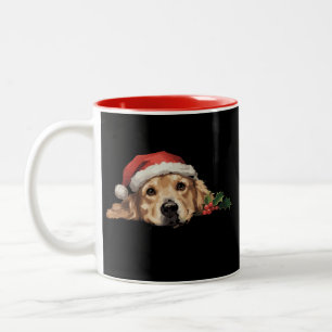 Golden Retriever Christmas Santa Hat Dog Xmas Two-Tone Coffee Mug