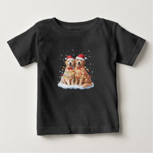 Golden Retriever Christmas Santa Hat Reindeer Baby T-Shirt