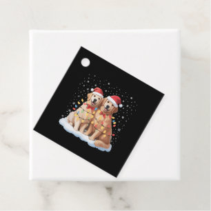 Golden Retriever Christmas Santa Hat Reindeer Favour Tags