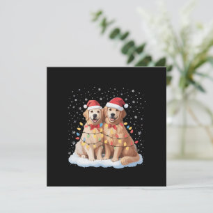 Golden Retriever Christmas Santa Hat Reindeer  Holiday Card