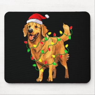 Golden Retriever Christmas Santa Hat Tree Lights P Mouse Mat