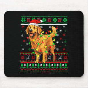 Golden Retriever Christmas Santa Hat Tree Lights P Mouse Mat