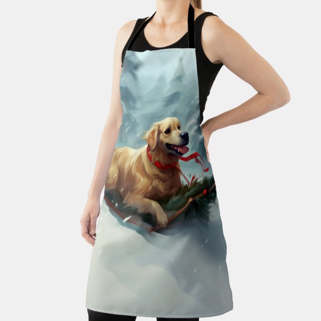 Golden Retriever Christmas snow winter  Apron (Insitu)