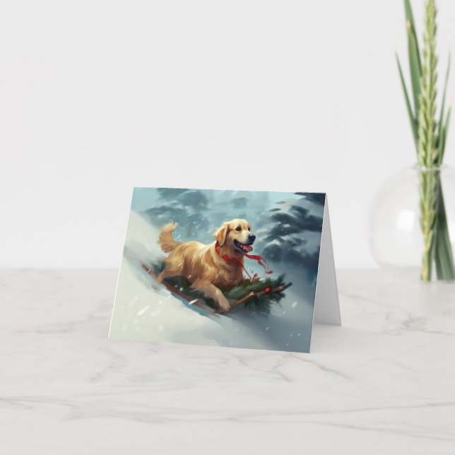 Golden Retriever Christmas snow winter  Card (Front)