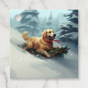 Golden Retriever Christmas snow winter Favour Tags