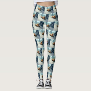Golden Retriever Christmas snow winter  Leggings