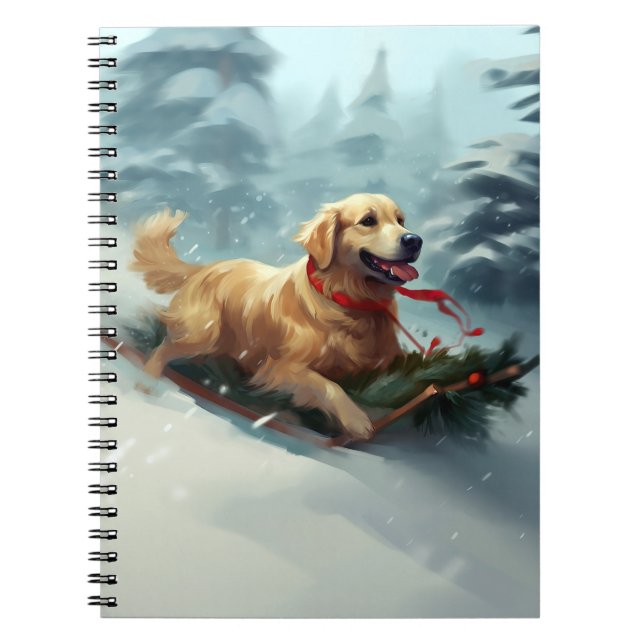 Golden Retriever Christmas snow winter  Notebook (Front)