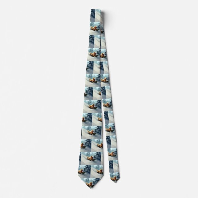 Golden Retriever Christmas snow winter  Tie (Front)