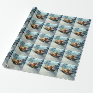 Golden Retriever Christmas snow winter Wrapping Paper