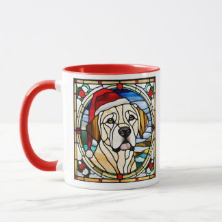 Golden Retriever Christmas Stained Glass Mug