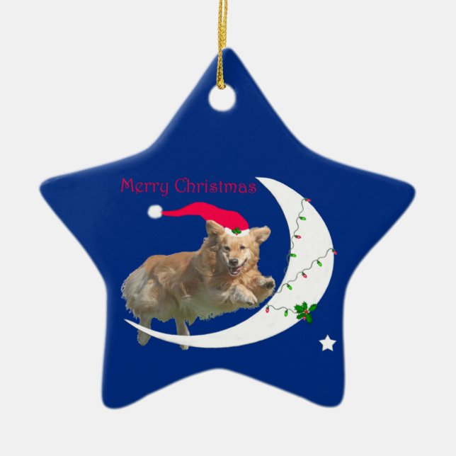 Golden Retriever Christmas Star Ornament (Front)