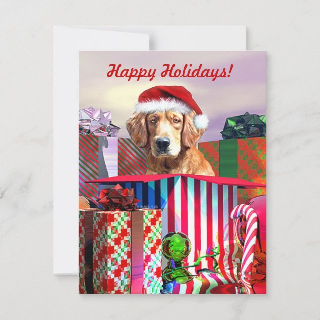 Golden Retriever Christmas Surprise Invitation (Front)