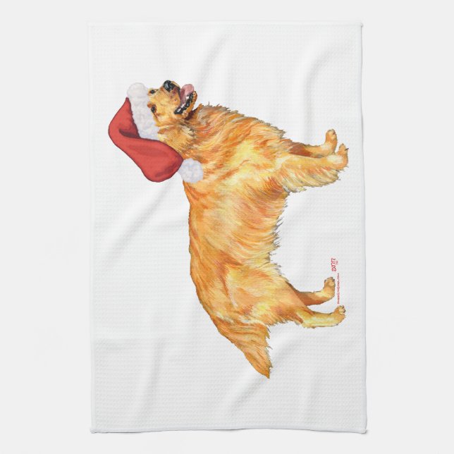 Golden Retriever Christmas Tea Towel (Vertical)