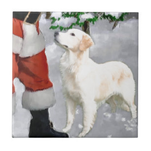 Golden Retriever Christmas Tile